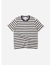 Nudie Jeans - T-shirt Joni Breton Stripe Off / Navy M Blanc - Lyst