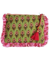 Powell Craft - Block Printed & Pink Floral Quilted Make Up Bag Cotton - Lyst