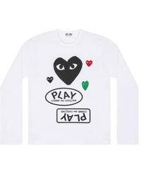 Comme des Garçons - Play logo langarm-t-shirt mit schwarzem herz weiß heart - Lyst