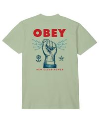 Obey - New Power T Shirt Cucumber - Lyst
