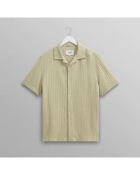 Wax London - Didcot Ss Shirt Texture Wave Stripe Sage S - Lyst