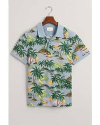GANT - Hawaiian Print Polo Shirt In Dove 2062037 474 - Lyst