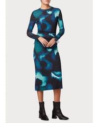 Paul Smith - Abstract Print Ruched Slim Fit Midi Dress Col: 49 Navy, Siz S - Lyst