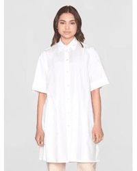 Knowledge Cotton - Vestido camisa poplin blanca a line - Lyst