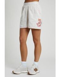 Native Youth - Linen Blend Shorts With Floral Embroidery Xs Uk 8 - Lyst