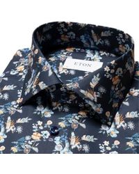 Eton - Shirt twill à imprimé floral en ajustement bleu marine 10001165329 - Lyst