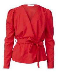 Sisters Point - Nasa Puff Sleeve Blouse Ruby S - Lyst