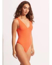 Seafolly - Seadive Deep V Neck Swimsuit - Lyst