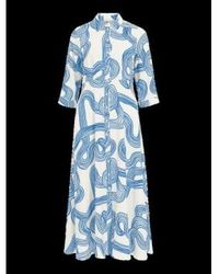 Object - Objalli Shirt Dress In Cloud Dancer And Palace Blue - Lyst
