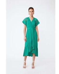 Suncoo - Longue robe flui clelya vert avec détails en ntelle - Lyst