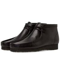 Clarks - Wallabee Boot Black Leather - Lyst