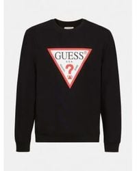 Guess - Dreieck logo sweatshirt schwarz - Lyst