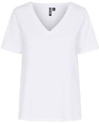 Pieces - Pcria Ss Solid V-neck Tee Xs - Lyst