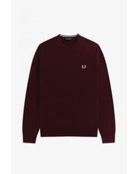 Fred Perry - Classic Crew Neck Jumper Oxblood - Lyst