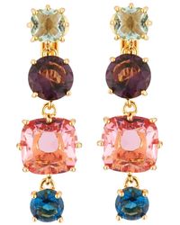 Les Nereides Four Diamante Stone Multicoloured Clip On Earrings - Rosso