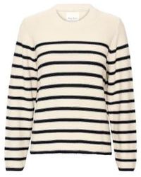 Part Two - Carolyn Organic Cotton Knitted Pullover Or Dark Stripe - Lyst