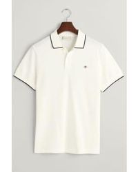 GANT - Framed Tipped Pique Polo Shirt In Eggshell 2013014 113 - Lyst
