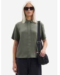 Samsøe & Samsøe - Mina Short Sleeve Shirt Dusty Olive S - Lyst
