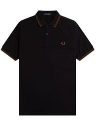 Fred Perry - Slim fit twin tipps polo / whisky brown / whiskey brown - Lyst
