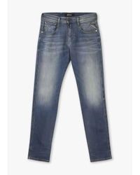 Replay - Mens anbass hyperflex dust slim jeans en azul medio - Lyst