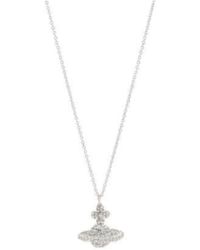 Vivienne Westwood Grace Small Pendant Rhodium Crystal Necklace - Metallizzato