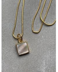 CollardManson - Semi-precious Stone Necklace Plated Snake Chain With Moonstone Pendant Oxid - Lyst