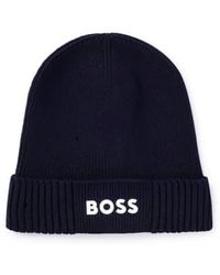 BOSS - Asic Beanie X Hat Navy One Size - Lyst