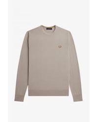 Fred Perry - Classic Crew Neck Merino Jumper Dark Oatmeal Extra Large - Lyst