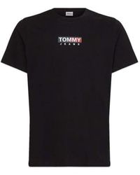 Tommy Hilfiger - Camiseta con estampado entrada tommy jeans negro - Lyst