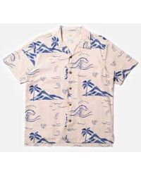 Nudie Jeans - Arvid Waves Hawaii Shirt Ecru M - Lyst