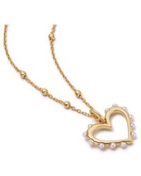 Daisy London - Heart Pearl Pendant Necklace Plated - Lyst