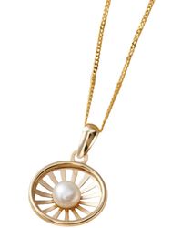 Posh Totty Designs Products 9ct Gold Pearl Sunburst Charm Necklace - Metallic