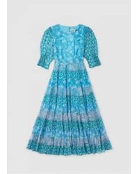 RIXO London - Vestido largo con lazo en la espalda agyness en color azul habano floral - Lyst
