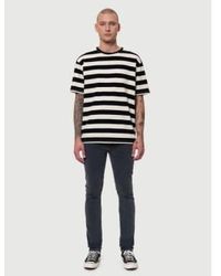 Nudie Jeans - T-shirt Uno Block Stripe /black L / Blanc Black White - Lyst