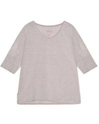 Cashmere Fashion - The Shirt Project Linen Strip V-neck Halbworm S / Streifen -weiß - Lyst