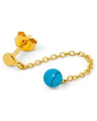 Lulu - Stone Chain Earring Turquoise Single Gold - Lyst