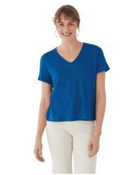 Nice Things - Camiseta lino v cuello en azul intenso - Lyst
