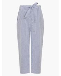 Great Plains - Salerno Gingham Check Trousers Navy And White 14 - Lyst