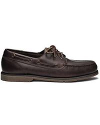 Sebago - Foresir waxed leather boat shoe dark - Lyst