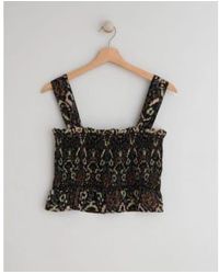 Every Thing We Wear - Indi & Cold Bandeau Top Blouse Ruched Black Print S - Lyst