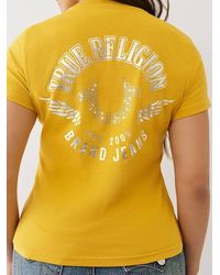 TRUE RELIGION - Crystal Horseshoe Wing Crew T-shirt - Lyst