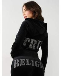 True Religion - Crystal Velour Logo Zip Hoodie - Lyst