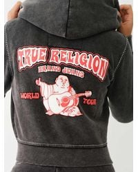 True Religion - Big T Logo Crop Hoodie - Lyst