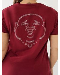 True Religion - Crystal Buddha Logo V Neck Tee - Lyst