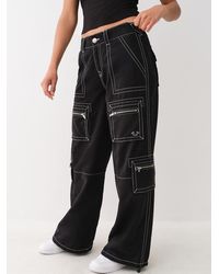 True Religion - Jessie Mid Rise Baggy Cargo Pant - Lyst