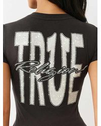 True Religion - Crystal True Logo V Neck T-shirt - Lyst