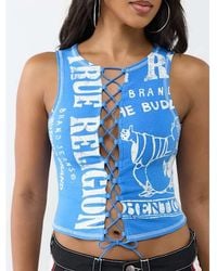 TRUE RELIGION - Printed Buddha Split Top - Lyst