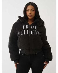 TRUE RELIGION - Embroidered Sherpa Jacket - Lyst