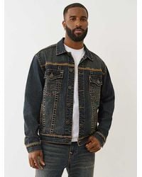 True Religion - Super T Flatlock Denim Trucker Jacket - Lyst