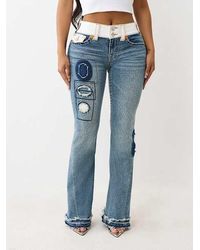 True Religion - Joey Mid Rise Rip Repair Big T Flare Jean - Lyst